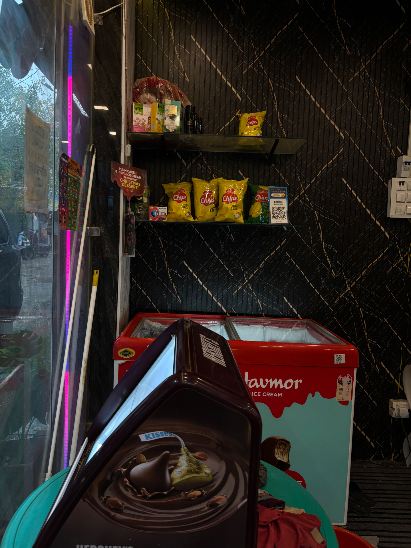 Snack shelf and ice cream freezer
